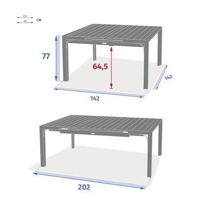 Table de jardin ÉVASION Effet bois Honey & Graphite