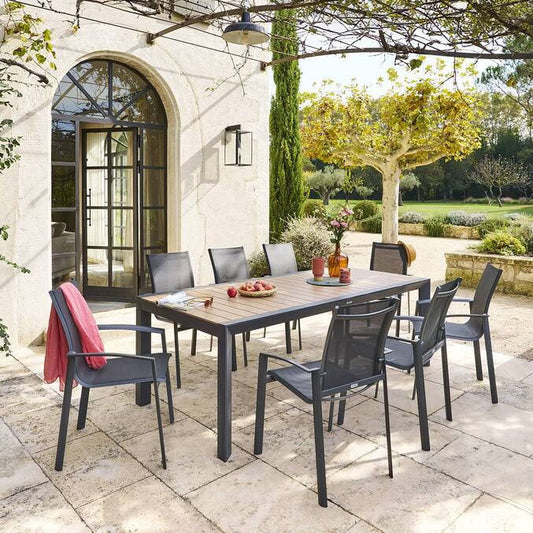 Table de jardin ÉVASION Effet bois Honey & Graphite