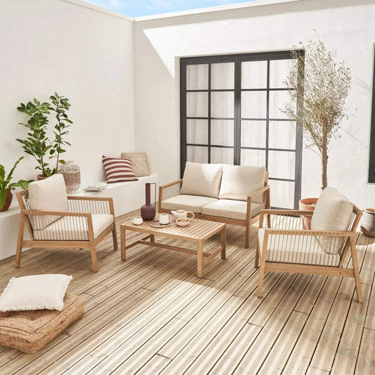 Aliste Salon de jardin bois d'acacia et cordes 4 places