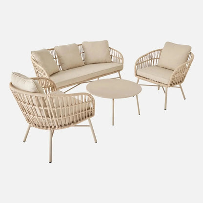 Vatuo Salon de jardin acier et cordes 4 places